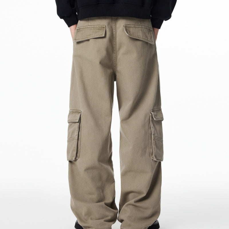 Loose Straight-leg Casual Pants, Autumn American Retro Multi-pocket
