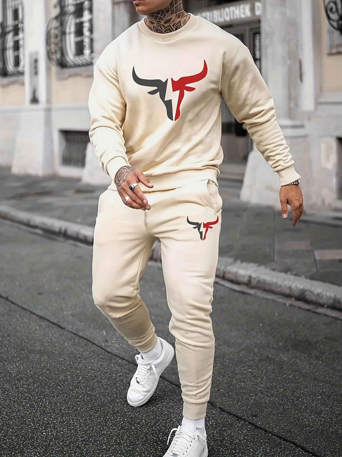 Men's Printed Casual Sports Long-sleeved Sweater