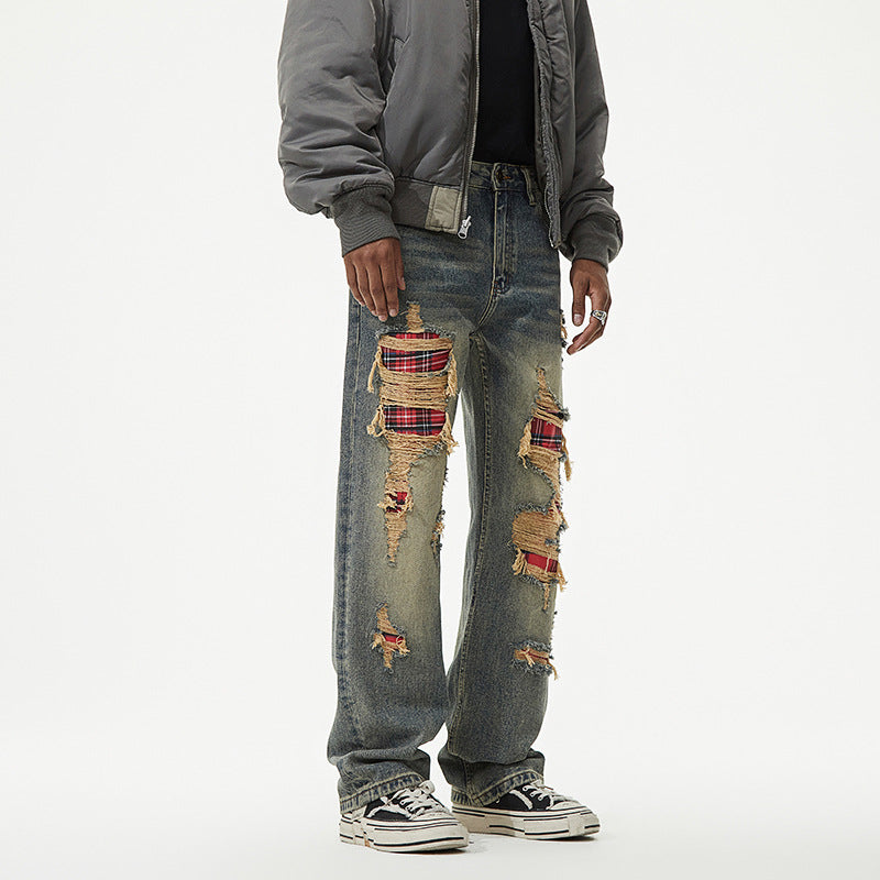 Jeans Washed Loose Casual Straight Trousers
