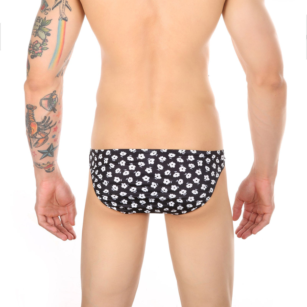 Men's See-through Mesh Panties Big Bag Low Waist Printing