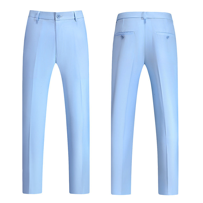 New Boys Straight Solid Color Business Wear Draping Effect Casual Suit Pants