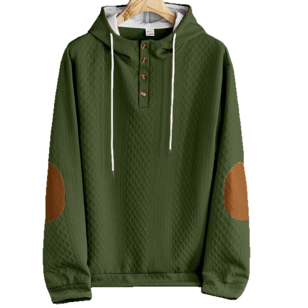 Men's Leisure Pullover Jacquard Hooded Embroidered Sweater