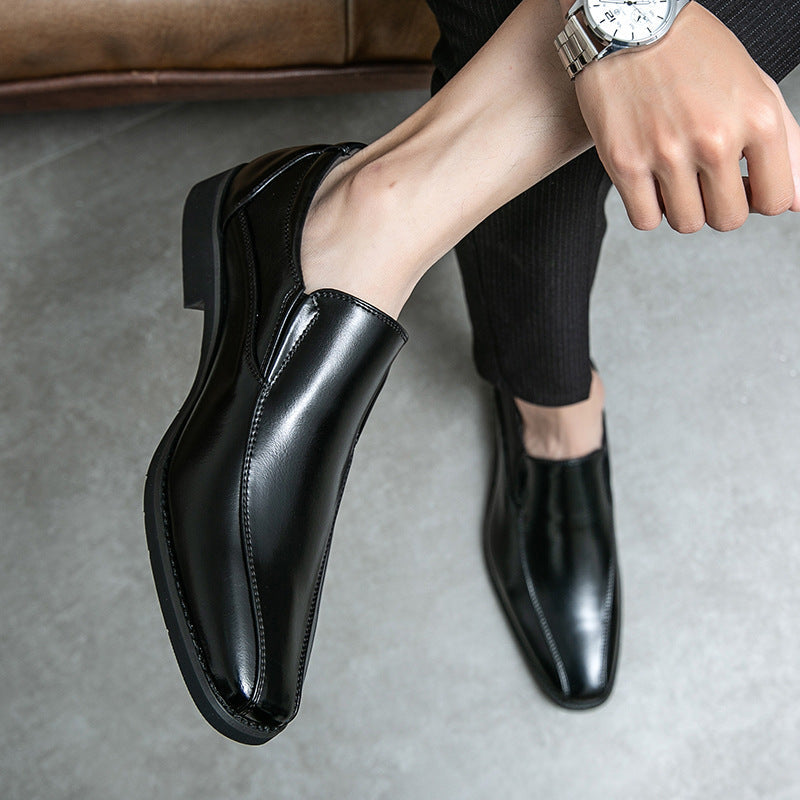 Men's Shoes Patent Leather Casual Pointed Leather Shoes Studio Set Leather