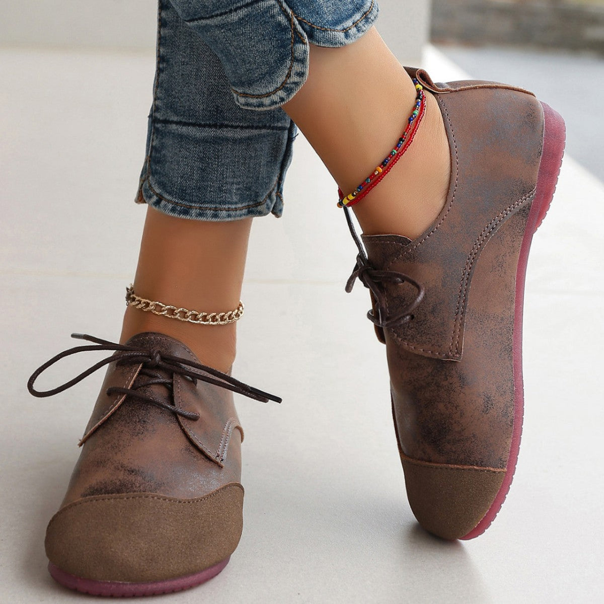 Flat Retro Soft Leather Western Style Slip-on Loafers Small Leather Shoes