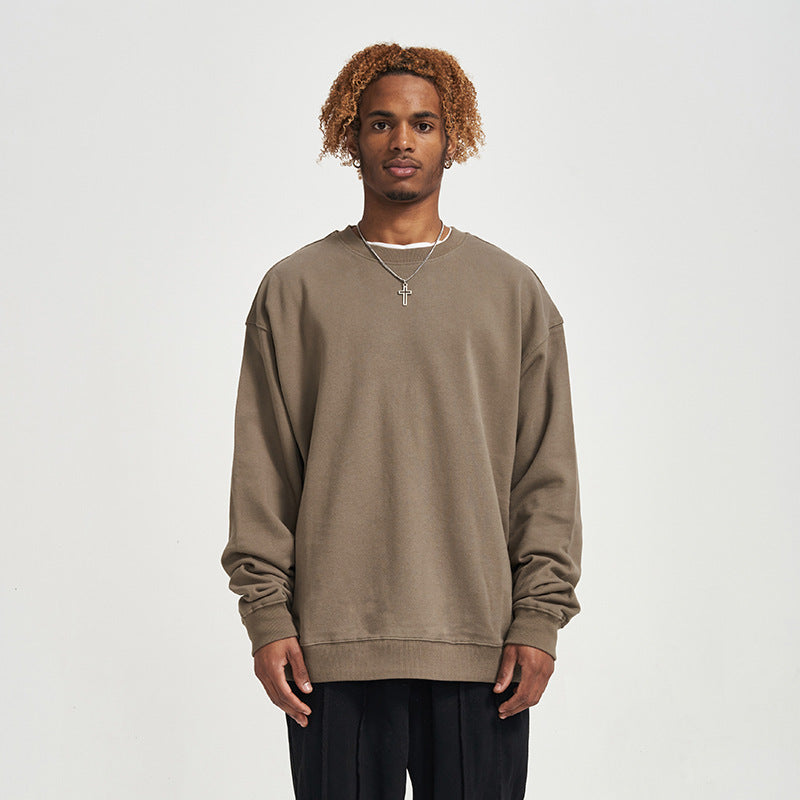 Men's Solid Color Round Neck Sweater Terry