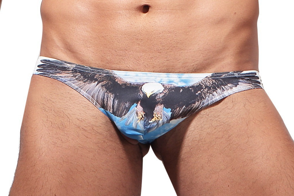 Men's Underpants Low Waist Polyester Printed Breathable T-back