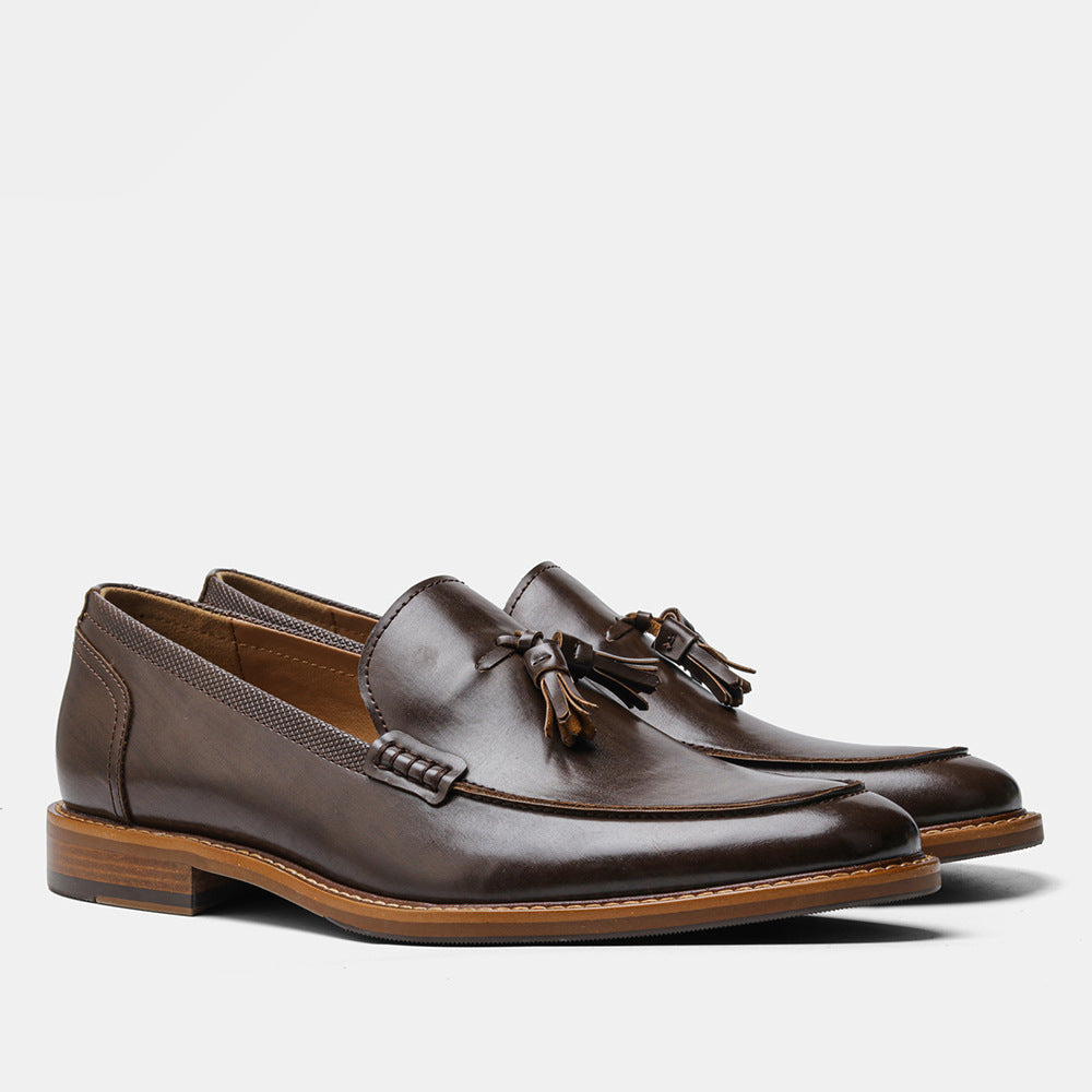 American Size Wood Grain Tassel Foreign Trade Formal Shoes Loafers Slip-on