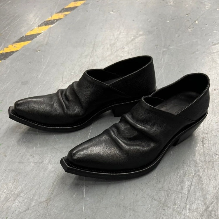 Black Retro Unisex Small Leather Shoes With Height Increase