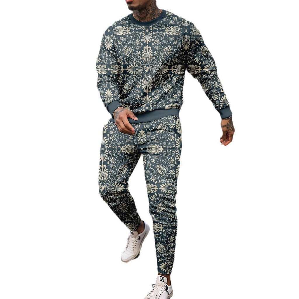 Men's Printed Casual Sports Long-sleeved Sweater