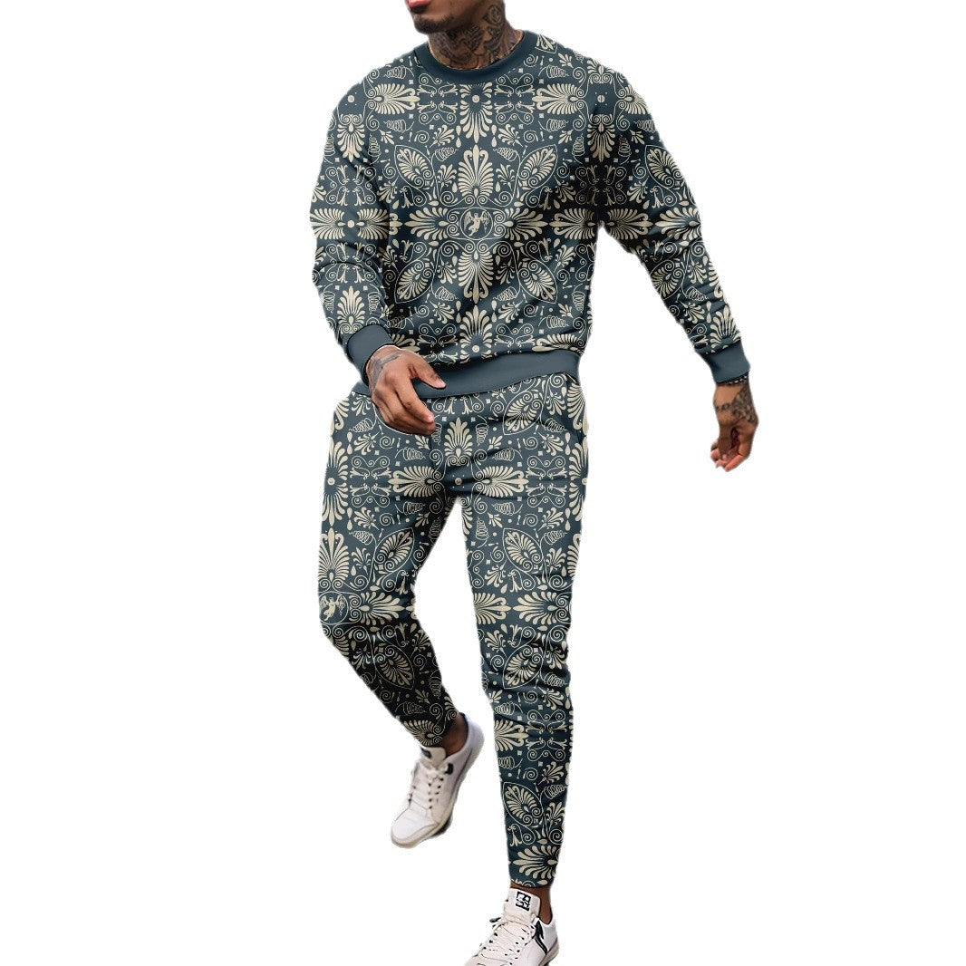 Men's Printed Casual Sports Long-sleeved Sweater