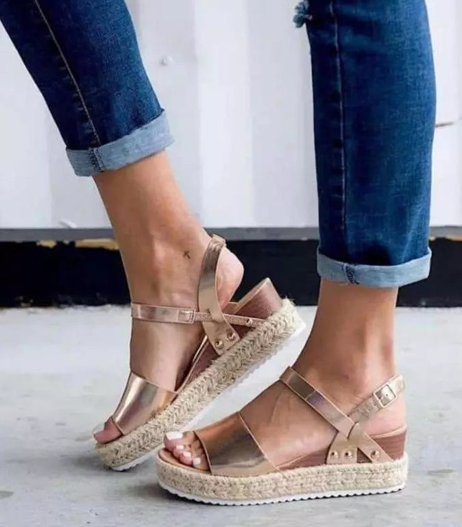 Hemp rope heel sandals