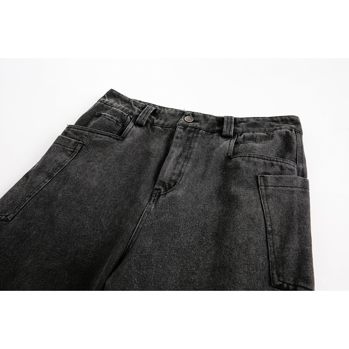 Retro Washed Men's Loose Straight Black Jeans