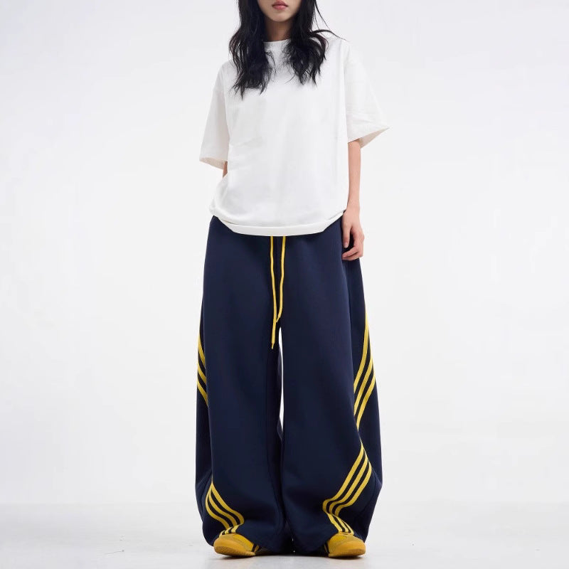 Matching Three Bars Machete Loose-fitting Wide-leg Trousers