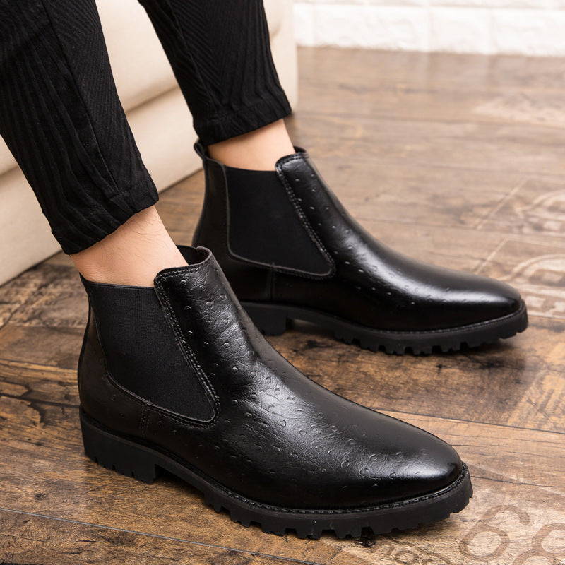 Vintage High-top Embossed Leather Shoes