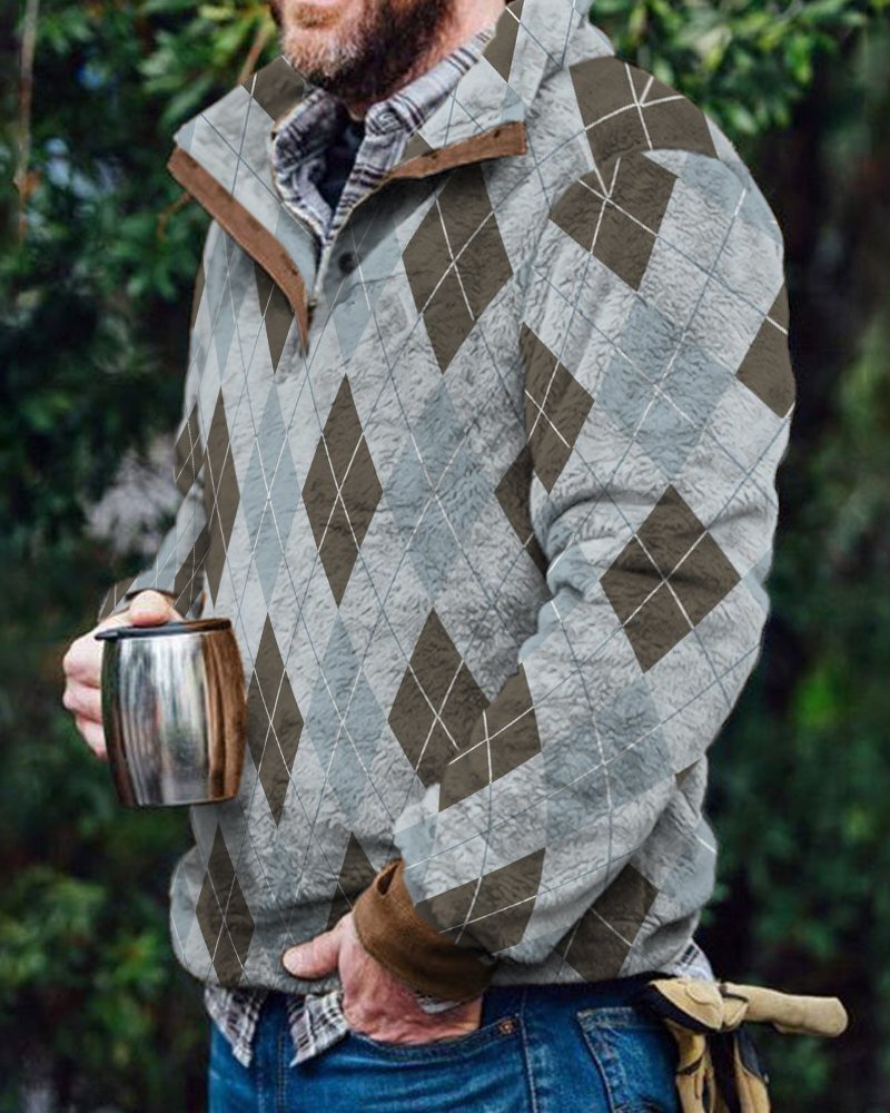 Autumn And Winter Casual Button Pocket Flannel Plush Men's Sweater