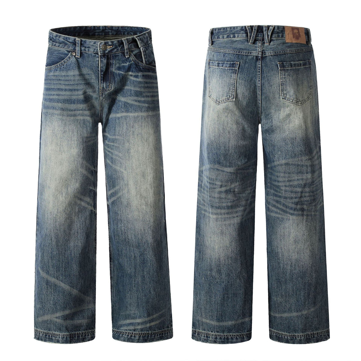 Men's American-style Retro Blue Loose Straight Jeans