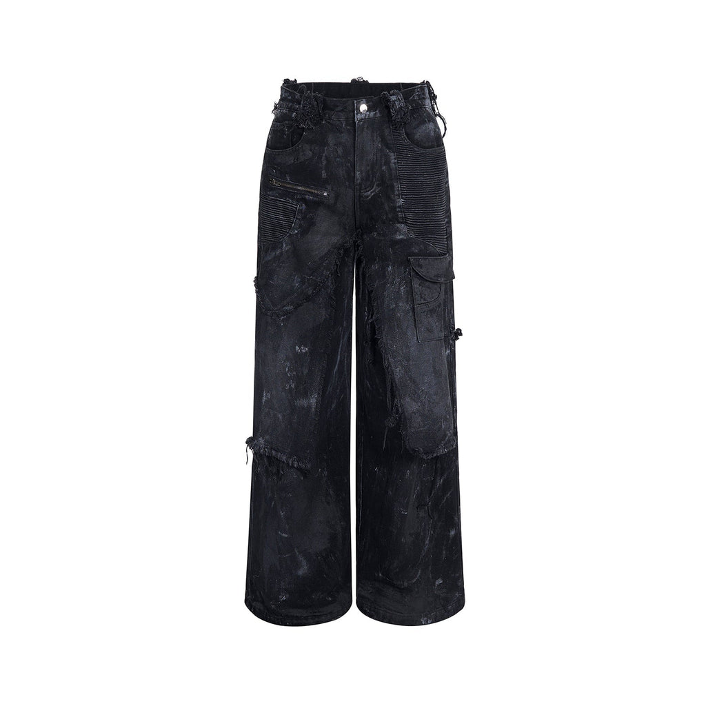 American High Street Fake Two-piece Hand-painted Double-layer Trousers