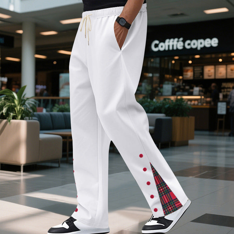 Contrast Color Drawstring No Fly Straight Track Sweatpants