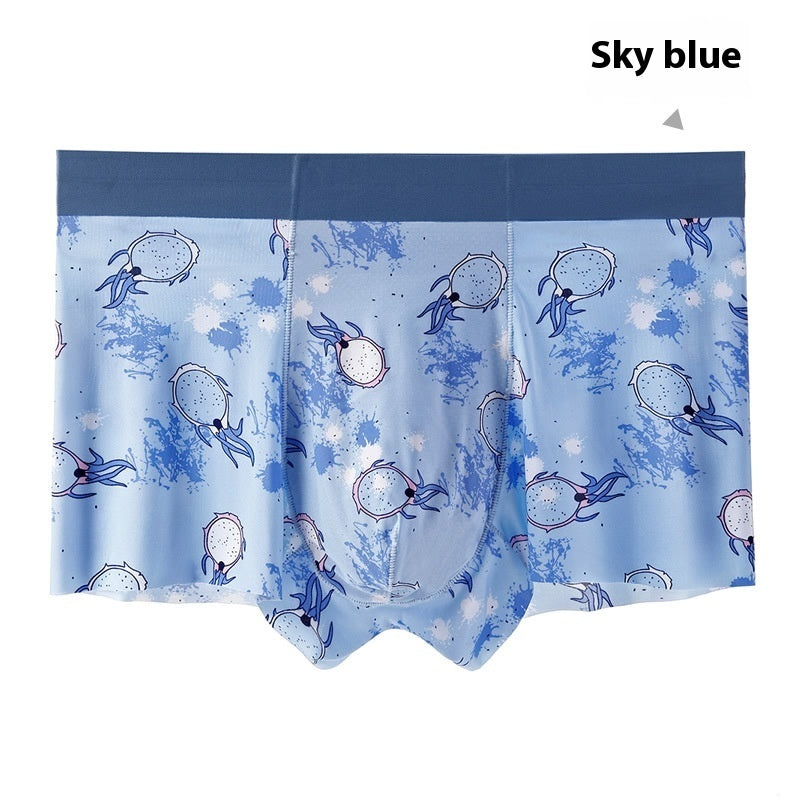 Digital Printing Men's Honeycomb U Convex Boxer Briefs Ice Silk Seamless