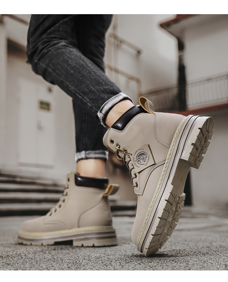 Men's Plus Size Vintage Leather Worker Boots