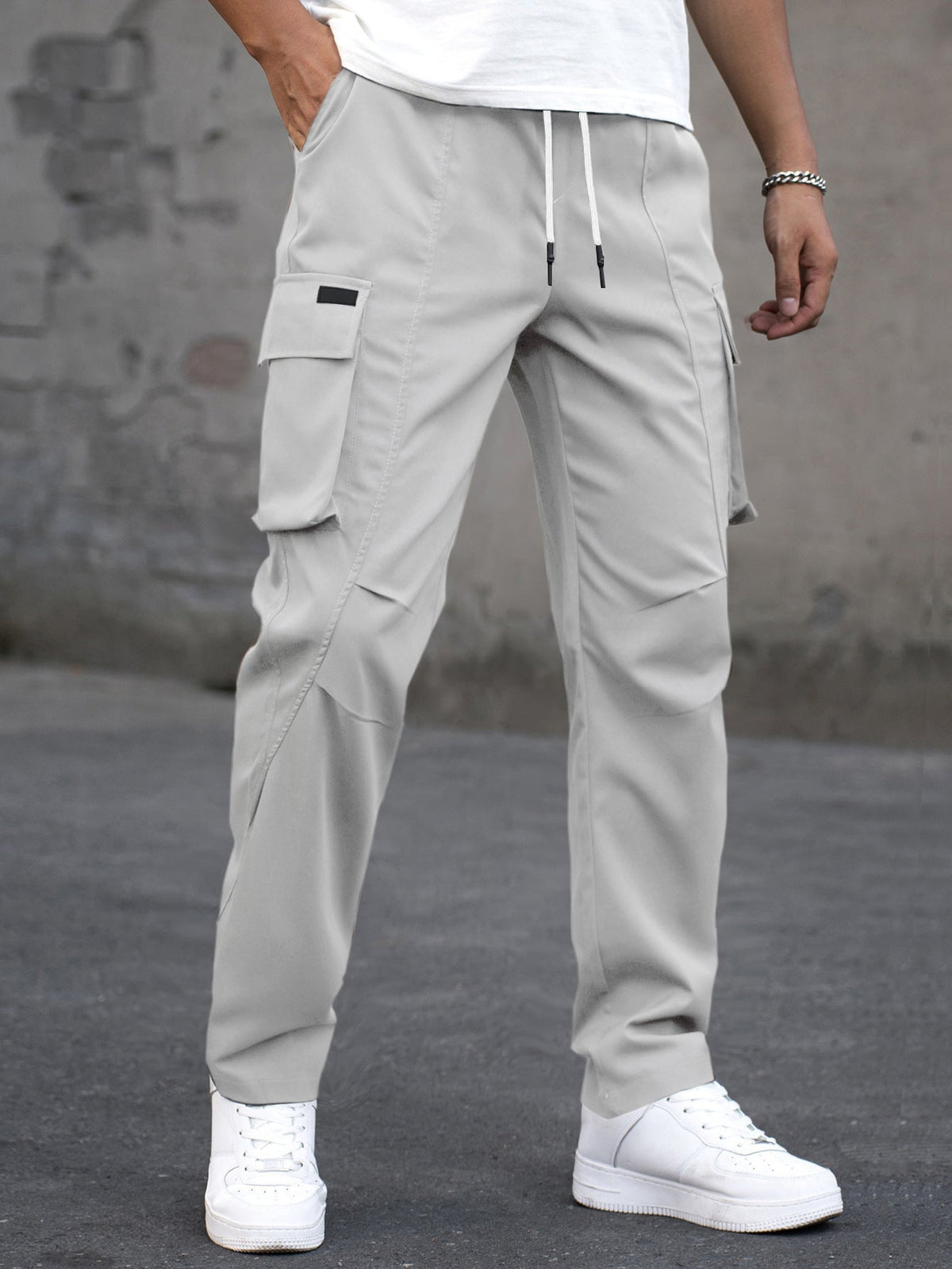 Men's Outdoor Casual Multi-Pocket Drawstring Patchwork Work Trousers