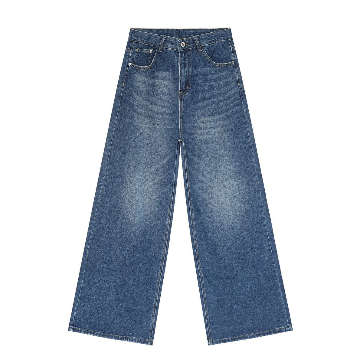 Retro Washed Pattern Simple Straight Casual Jeans