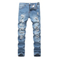 Light Blue Men's Ripped Stretch Jeans