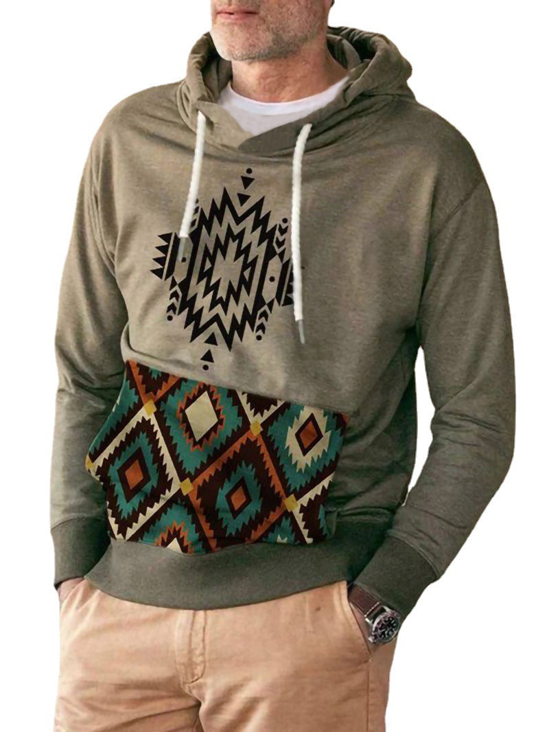 Men's Casual Hooded Patch Pocket Pullover Digital