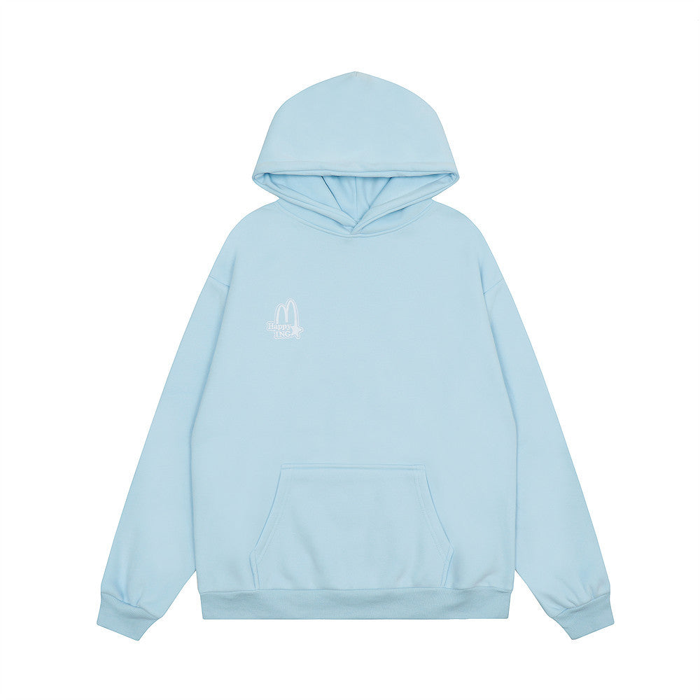 Casual Simple Embroidery Velvet Padded Hooded Sweatshirt