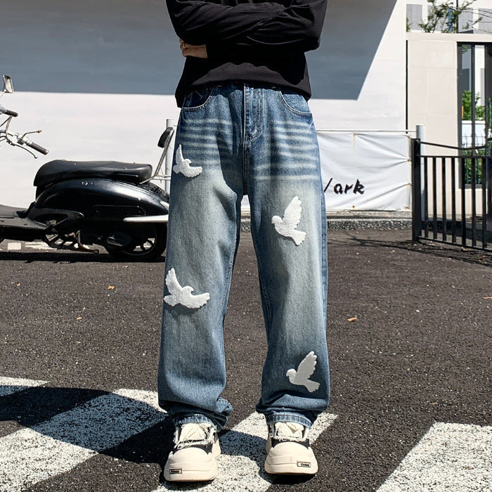 Autumn American Trendy Brand Slightly Loose Straight-leg Jeans For Men