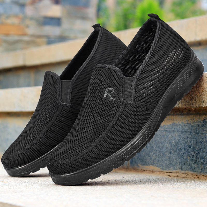 Polyurethane Men's Flying Woven Shoes Slip-on Soft Bottom