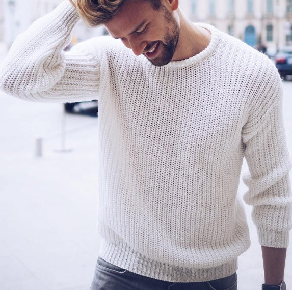 Solid color knitted men's top