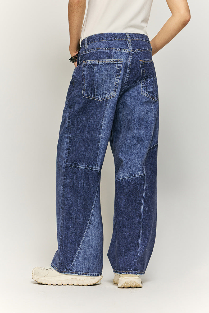 Men's Patchwork Cut Digital Printing Jeans