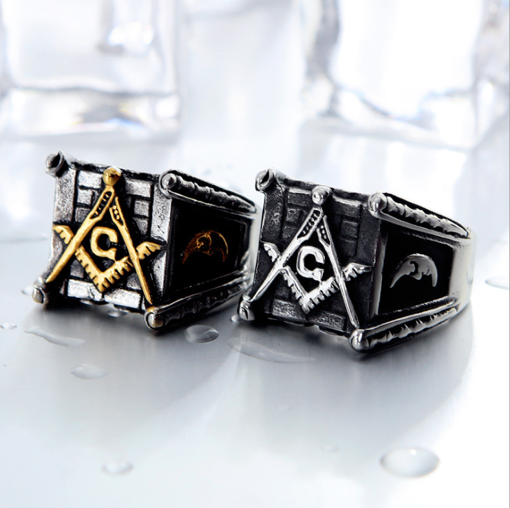 gold sun moon making Punk handmade high polished ring
