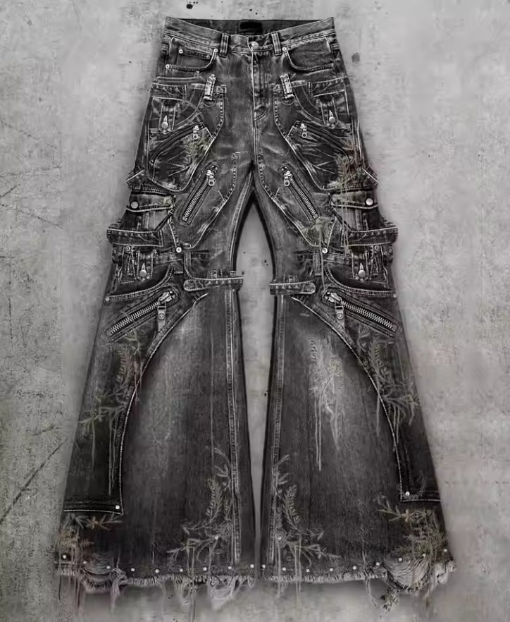American Heavy-duty Wide-leg Jeans For Men