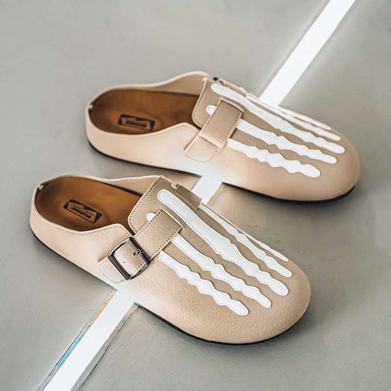 Men's Low-top Half Slippers Slip-on Lofter Board Shoes