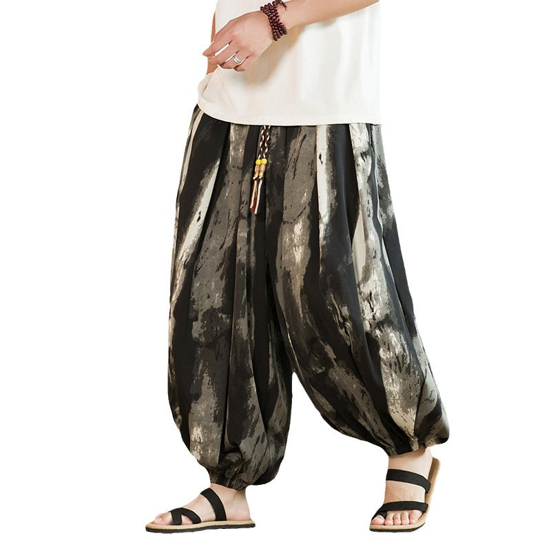 New Chinese Ink Tie-dye Gradient Stripe Ice Silk Masculinity
