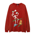 Cartoon Casual Skull Backing Round Neck Bodysuit Male