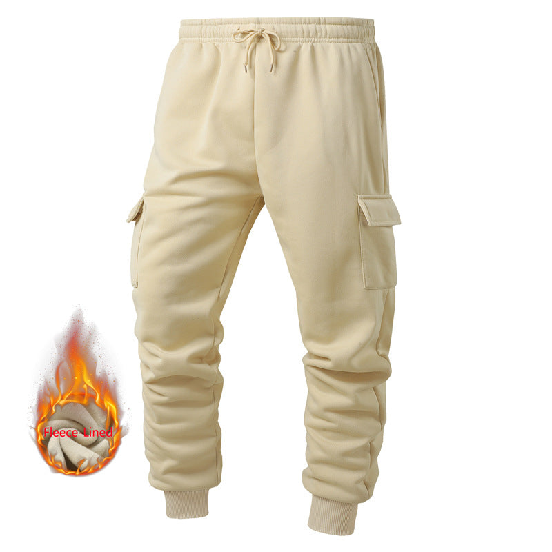 Warm Thick Trousers Sweatpants Men's Thicken Ankle-tied