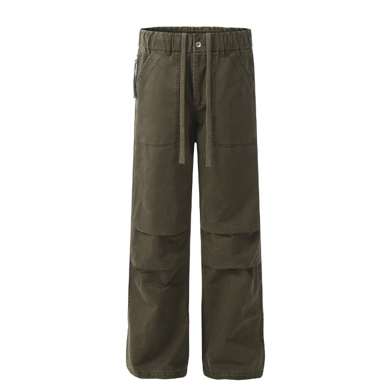 Gray Pants Leg Knee Pleated Niche Design Jeans