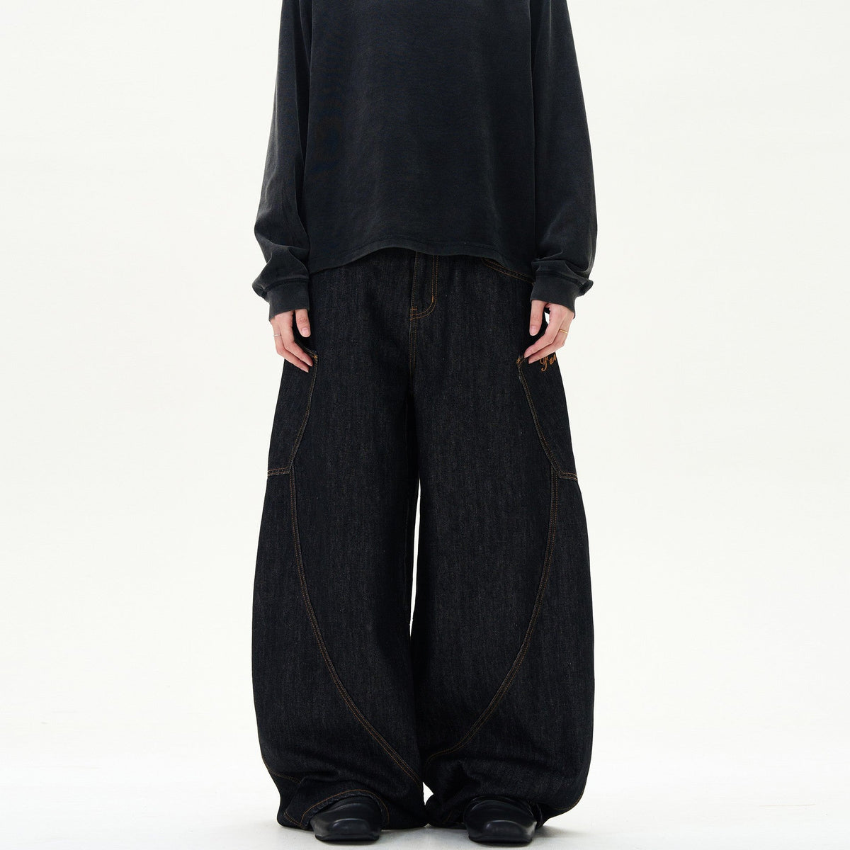 Retro Street Design Sense Silhouette Curved Knife Jeans