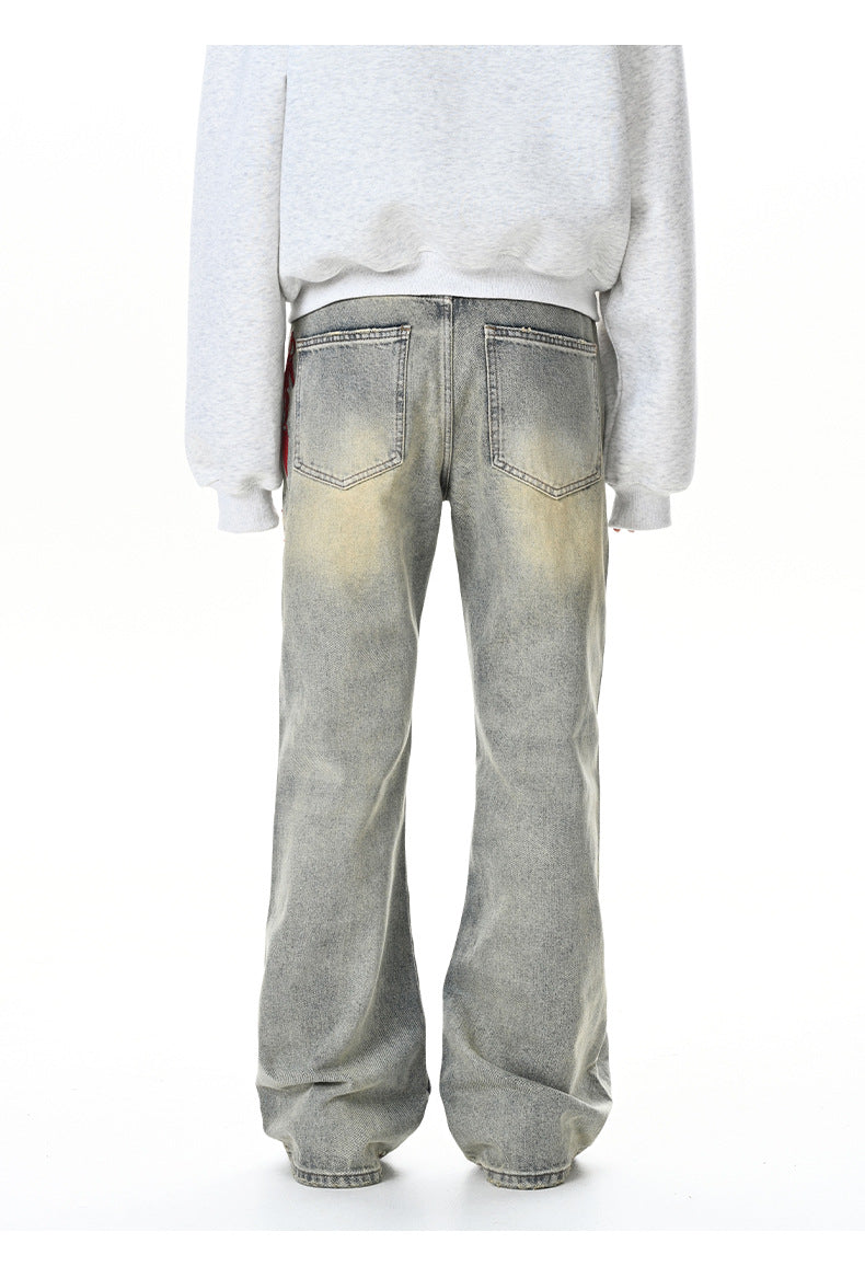 Washed Old Embroidery Phants Zipper Loose