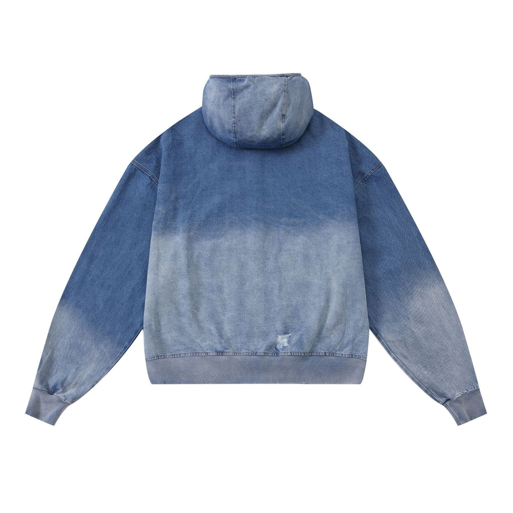 Maychao Heavy Washed And Worn Destroyed Denim Jacket