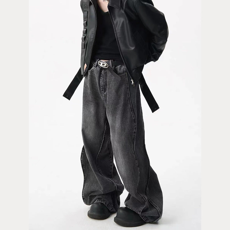 High-grade Stitching Loose Wide-leg Draping Effect Straight-leg Pants Trousers