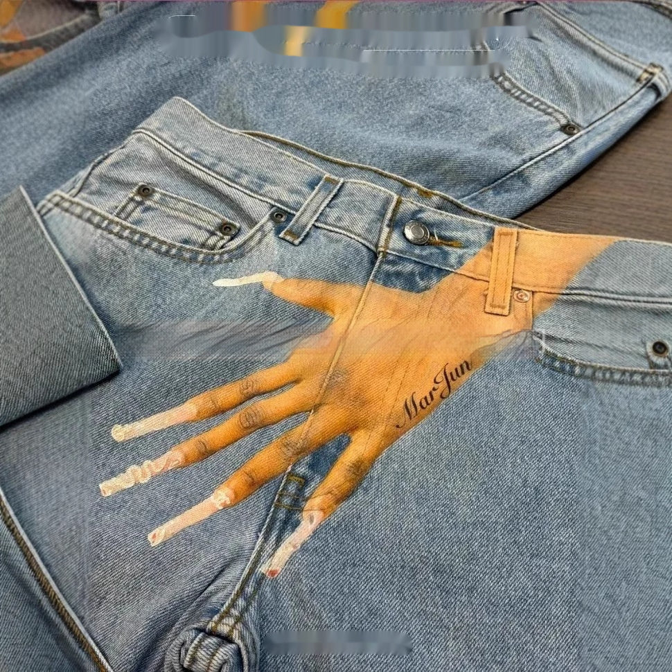 Printed Fashion Jeans Personalized Fingers