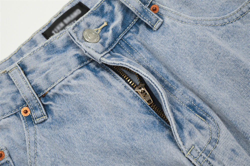 Wash Light Color Denim Straight-leg Pants Casual Loose Trousers