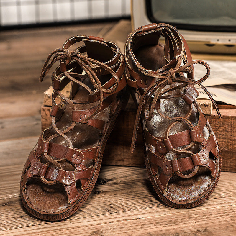 Casual Soft Bottom Non-slip Roman Leather Sandals
