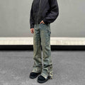 Retro Straight Micro-pull Zipper Jeans