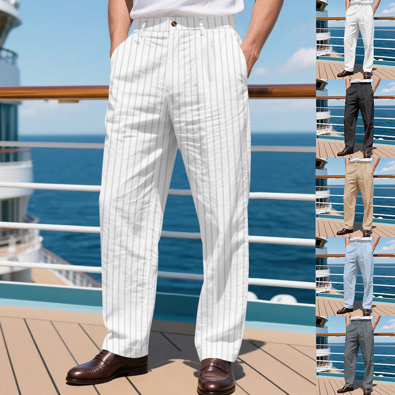 Loose Breathable And Simple Vertical Straight Men's Casual Pants