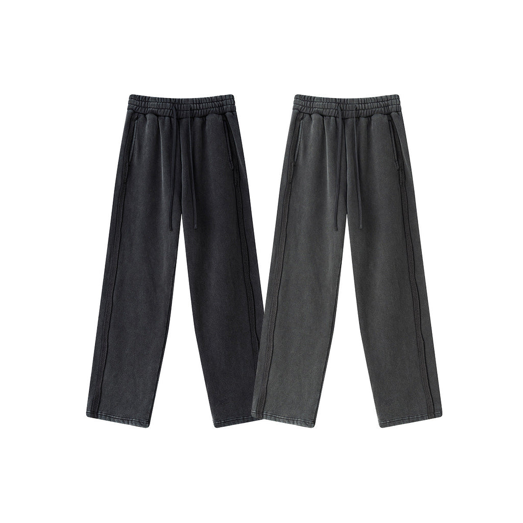 Trendy West Coast Vintage Brushed Fleece Distressed Sweatpants Casual Pants For Men